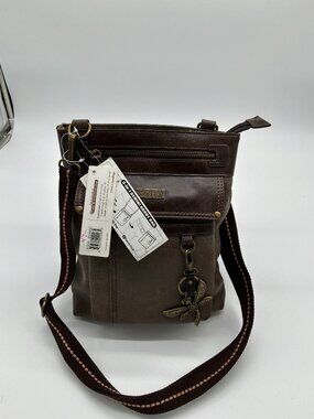 Chala Handbags 3-in-1 Gemini Crossbody Bag Faux Leather Grey/Brown NWT‎